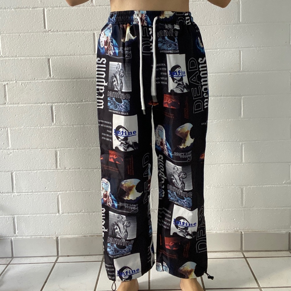 Printed wind breaker pants